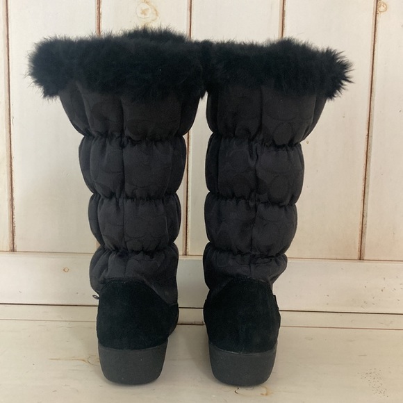 COACH Black Theona Rabbit Fur Snow Boots Size 7.5 EUC - Picture 2 of 16